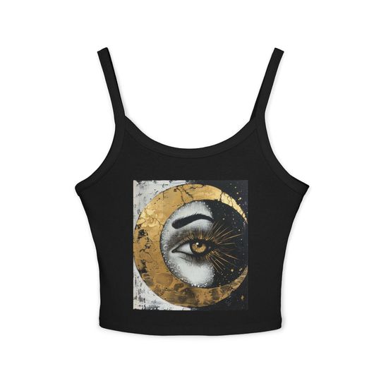 Discover Mystic Eye Women's Spaghetti Strap Tank Top, Boho Style Summer Top, Casual Wear, Festival Fashion, Art-Inspired Clothing