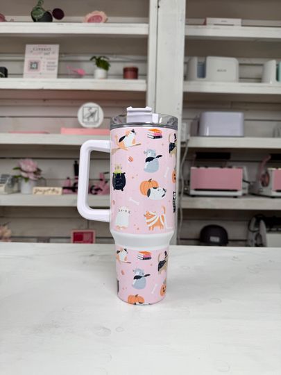 Discover Halloween Bookish Cats 40 oz Tumbler