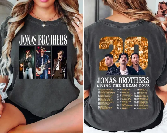 Discover Jonas Brothers Shirt, Living the Dream Tour 2025, Jonas Fan Merchandise T-Shirt