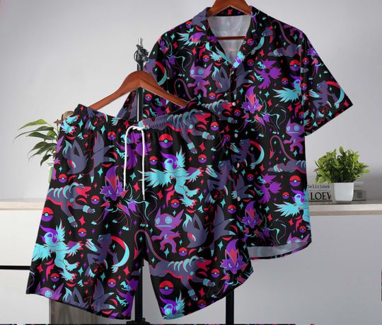 Discover Absol Sableye Hawaiian Shirt, Tropical Button-Up Shirt, Funny Matching Summer Outfit, Cool Beach Short, Absol Shirt Gift