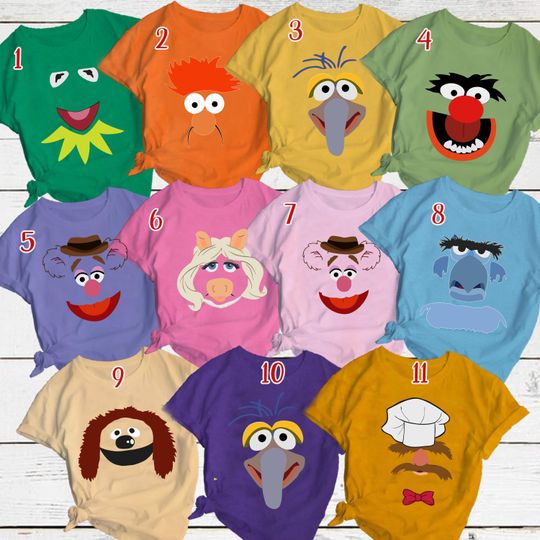 Discover The Muppetss Characters Face Shirt, Kermit Miss Piggy Gonzo Animal Tee, Retro The Muppetss Show Family Trip