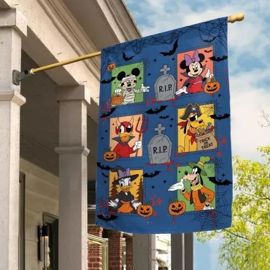 Discover Halloween Mickeyy And Friends Grave Spooky Season Trick Or Treat Flag