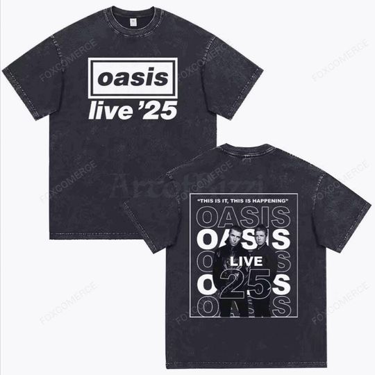 Discover Oasis Live 2025 Vintage T-Shirt Washed Rock Band Retro Tee