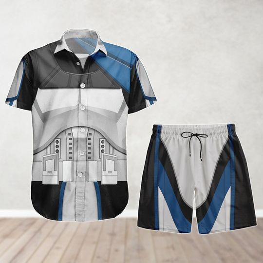 Discover Halloween Clone Trooper Costume Button Shirt, Men Shorts, Disneyyy Starr Warss