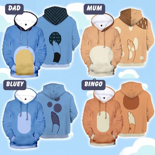 Discover Blue Dog Family 3D Shirt, Father Dog Family 3D Halloween Hoodie All Over Print