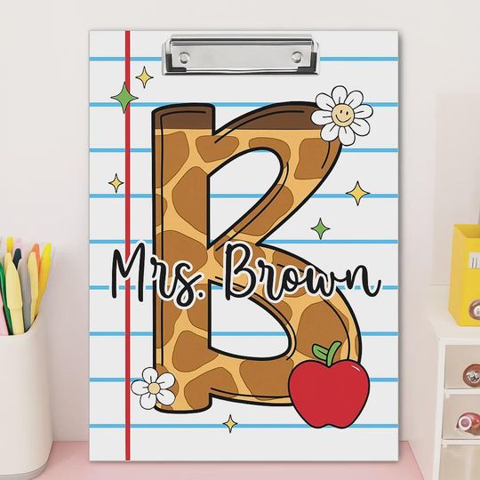 Discover Animal Print Teacher Clipboard  Personalized Initial Notebook Paper Design