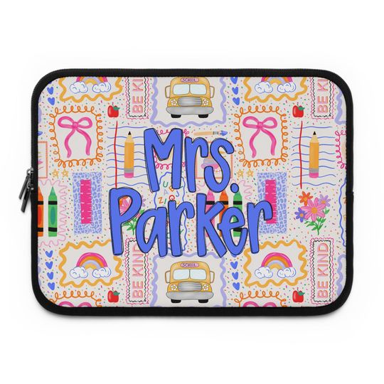 Discover Personalized Preppy School Teacher Laptop Sleeve | Custom Laptop Cover | iPad Sleeve Cover | Laptop Bag | Custom Name
