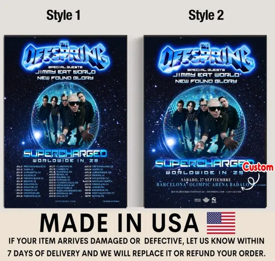 Discover The Offspring Supercharged Worldwide In '25 Tour 2025 Poster
