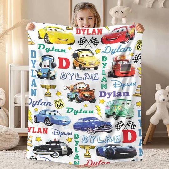 Discover Personalized Disneyyland carss Blanket, Custom Name Pixar carss Blanket, Lightningg McQueenn Sally Tow Mater Characters Blanket, carss Birthday