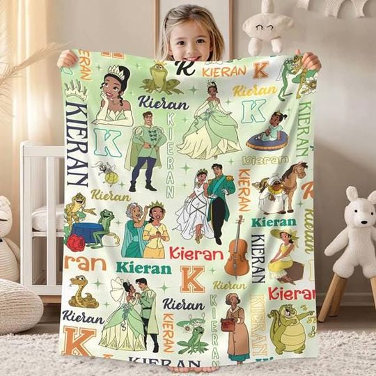 Discover Personalized Watercolor The Princess and the Frog DisneyPrincess Tiana Blanket, DisneyGirl Princess Birthday Girl Gift, WDW Disneyyland Decor