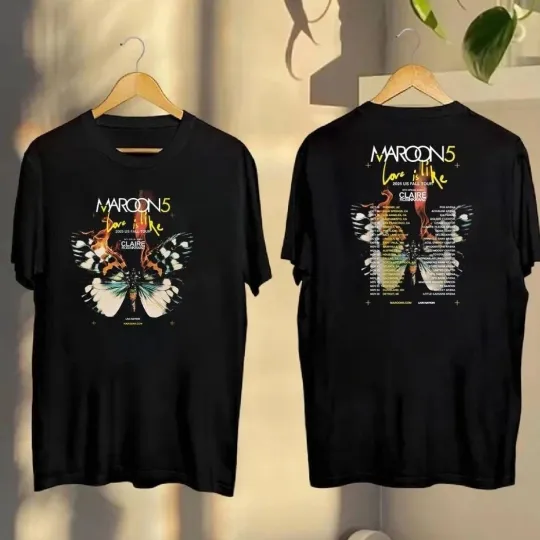 Discover Maroon 5 Love Is Like 2025 US Fall Tour Cities Dates TShirt