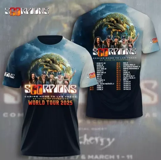 Discover World Tour 2025 Hot Scorpions Band 3D Tshirt Polyester Unisex shirt S-5XL