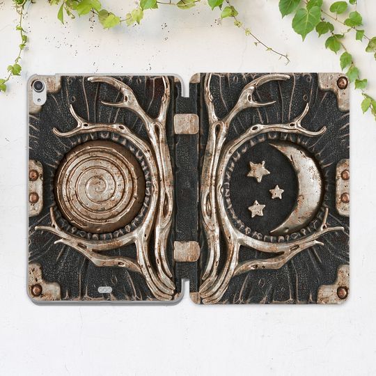 Discover Witch book print iPad case black Wood print case Occult Black magic iPad case horror Halloween decor Witchcraft print iPad case stand Men