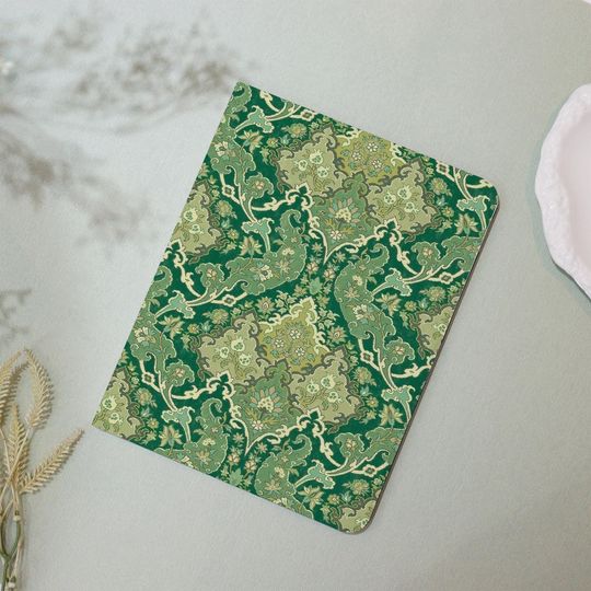 Discover Green Floral Damask iPad Cover, Flip Case, Protective Tablet Gift for Her