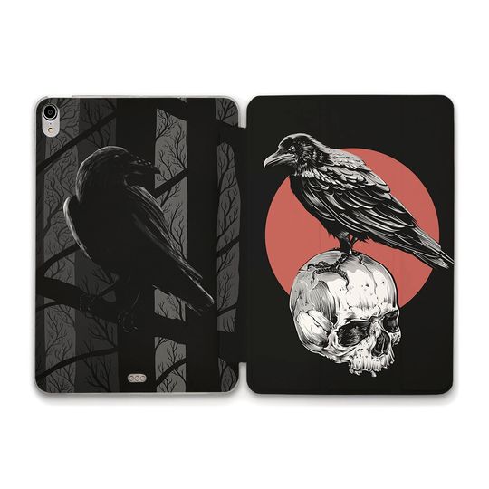 Discover Goth iPad case Black Bird Skull Raven iPad 10th 10.2 Air 5 4 10.9 iPad Pro 12.9 11 Mini 6 9.7 10.5 Horror Gothic Animal Crow Trees case