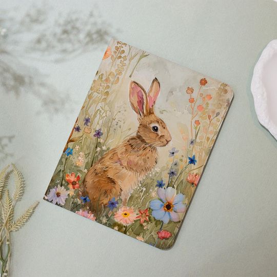 Discover Rabbit Earthy Wildflower iPad Cover, Flip Case, Protective Tablet Gift for Her/Him