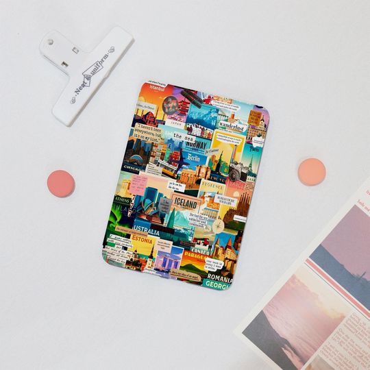 Discover Travel Destination Collage Kindle Case, Paperwhite 5/6 6.8" Cover for Kindle 8/10/11/12, Gift Idea