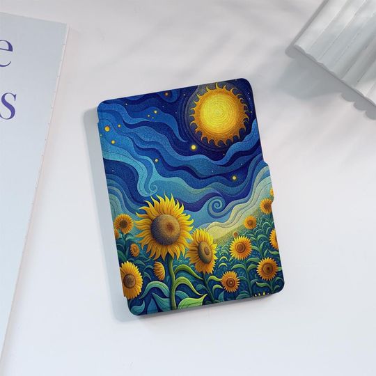 Discover Retro Sunflowers Case Custom For Paperwhite 1/2/3/4,Kindle 2019/2022,Kindle Paperwhite Cover, Kindle Case With Auto Wake/Sleep