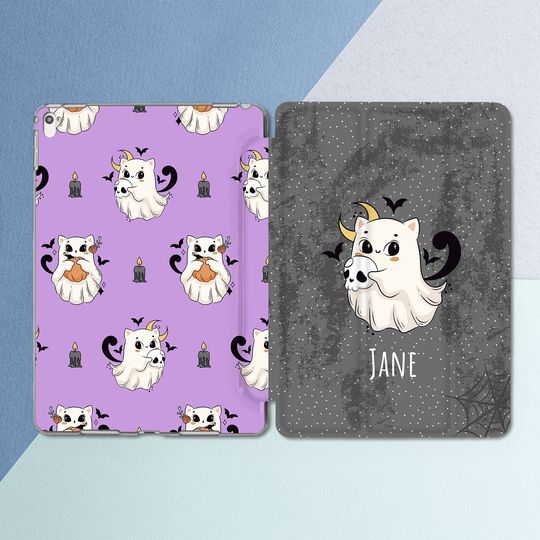 Discover ute cat ghost iPad case custom iPad case name iPad case spooky Halloween decor iPad 10 9 case iPad 10 2 case iPad case purple smart case