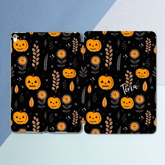 Discover Personalized case Orange pumpkin art iPad case custom Floral art case iPad case name Halloween case iPad 10 9 case iPad smart case iPad 10th