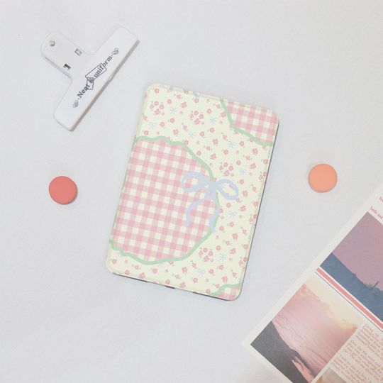 Discover Gingham and Floral Pattern Kindle Case, Kindle 8/10/11/12th, Gift for Mom