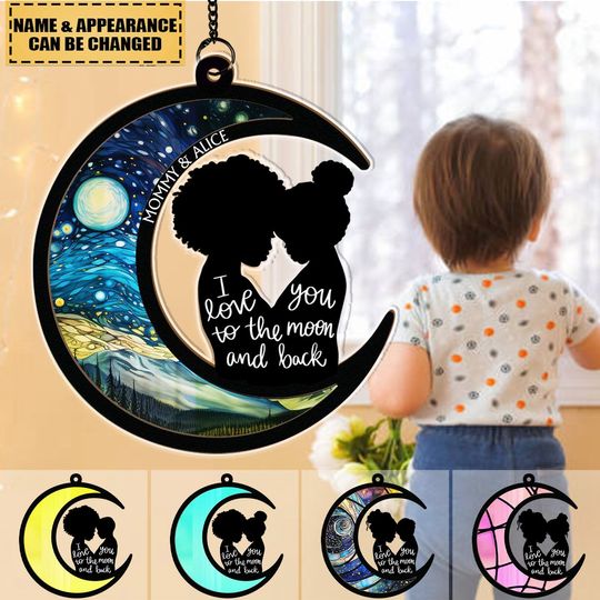 Discover I Love You To The Moon & Back - Personalized Window Hanging Suncatcher Ornament