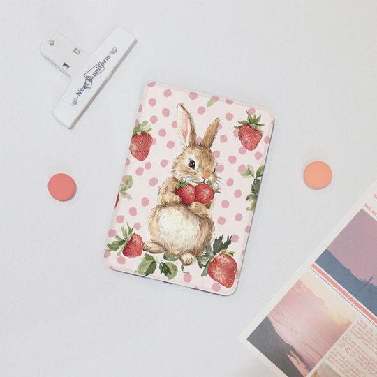 Discover Rabbit Hold Strawberries Kindle Case 2024, Cover for Kindle 8/10/11/12, Gift for Mom