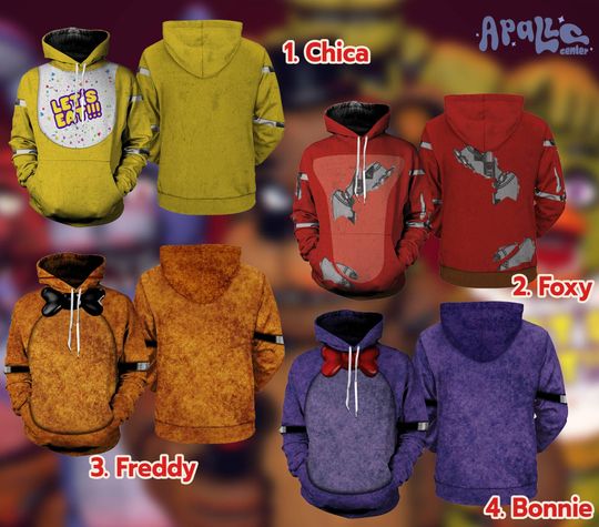 Discover FNAF 3D All Over Print Halloween Costume, Chica Freddy Foxy Bonnie