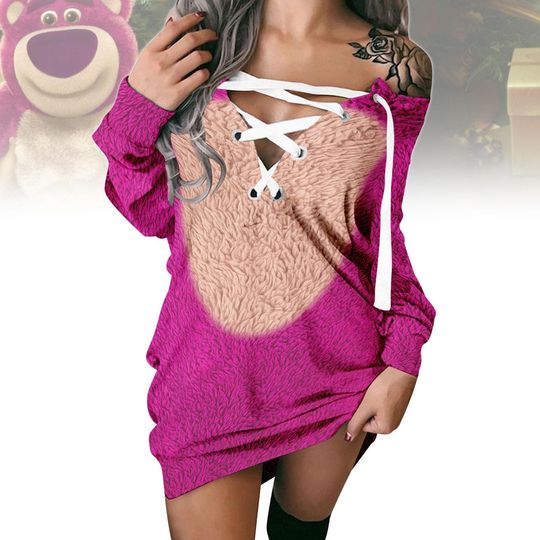 Discover Lots O Huggin Bear Cosplay Costume Dress, Disneyyy Lotso Bear Cross Sweater Dress