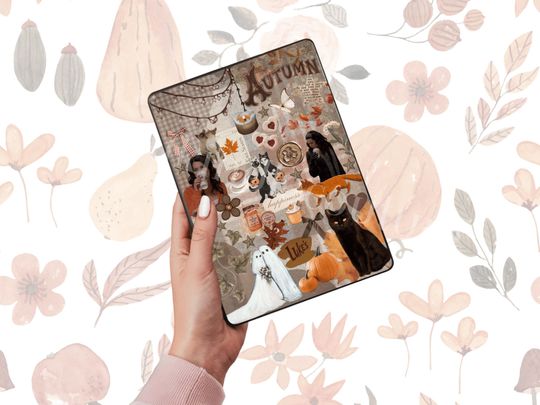 Discover Kindle Insert Cozy Autumnal Plaid Fall Lorelai Pumpkin Bookish Accessory Printable Cardstock Digital Download Clear Kindle Case PNG Clipart