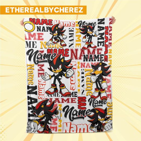 Discover Personalized Shadow Hedgehog Fleece Blanket  Custom Name Disneyyy Throw for Kid, Birthday Gift, Baby Shower, Gift for Boy and Girl