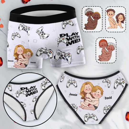 Discover Play With Me - Personalized Video Game Lace Border Women Briefs And Men’s Boxer Briefs