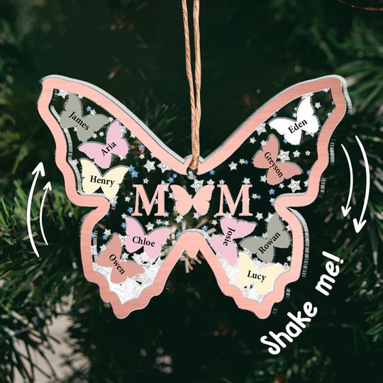 Discover Mother And Children Butterflies - Gift for mom - Personalized Shaker Ornament