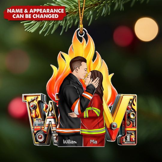 Discover Personalized Gifts For Firefighter Couple Shaker Ornament Alphabet Letter
