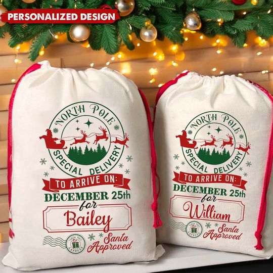 Discover Personalized Custom Christmas Gift Santa Sacks-Special Delivery To Family