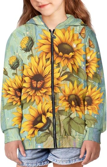 Discover Sunflower Cute Kids Zip-Up Hoodies