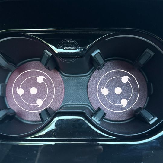 Discover Anime Car Coaster, Set of 2 Car Coasters, Matching Cute Auto Decor, Coffee Holder, Car Accessories, Handmade Coasters, Gift for New Car