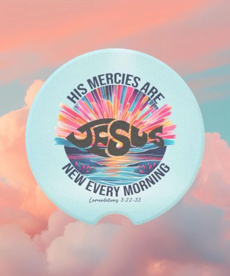 Discover His Mercies Inspirational Soapstone Car Coaster, Religious Car Accessory, Gift for Christian Friends,  Bible Verse Coaster