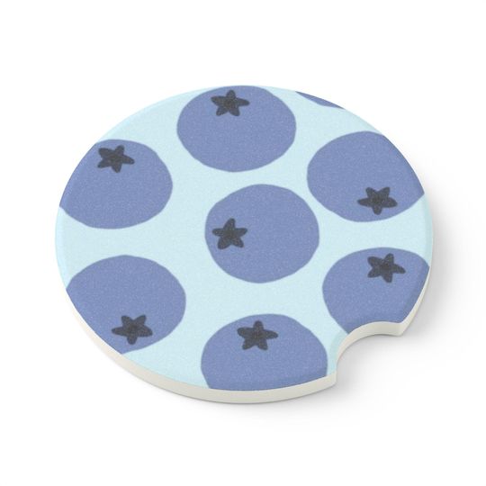 Discover Blueberry Pattern Soapstone Car Coaster - Cute Car Accessory