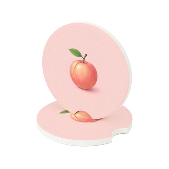 Discover Peach Blossom Soapstone Car Coaster, Cute Car Accessory, Drink Coaster