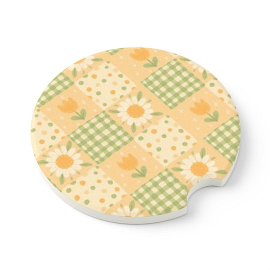 Discover Cottagecore Fairy Floral Soapstone Car Coaster - Sunshine Vibes, Cute Gift for Car Lovers