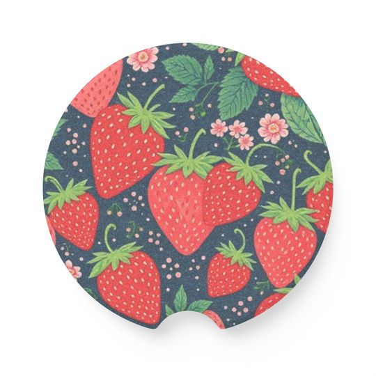 Discover Strawberry Soapstone Car Coaster for Cute Decor, Gifts for Drivers, Summer Vibe Accessory