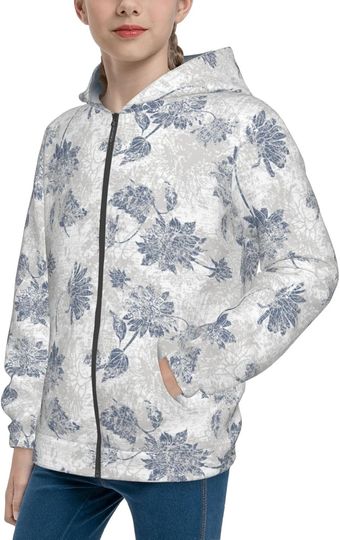 Discover Blue Sunflower Cute Kids Zip-Up Hoodies