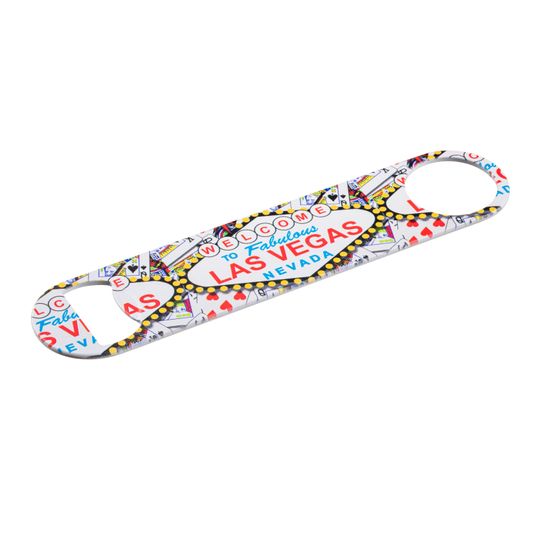 Discover Welcome to Las Vegas Bottle Opener, Powder Coated, Stainless Steel, Professional Bartender Opener, Full Color Design, Decorated in USA