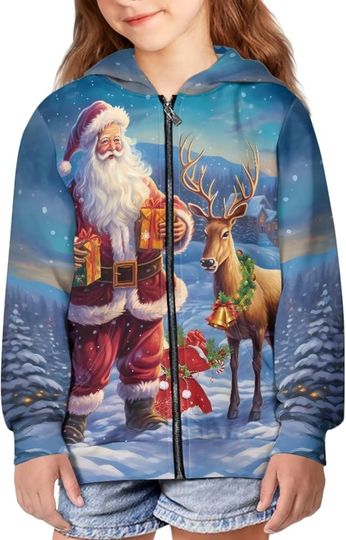Discover Christmas cute Kids Zip-Up Hoodies