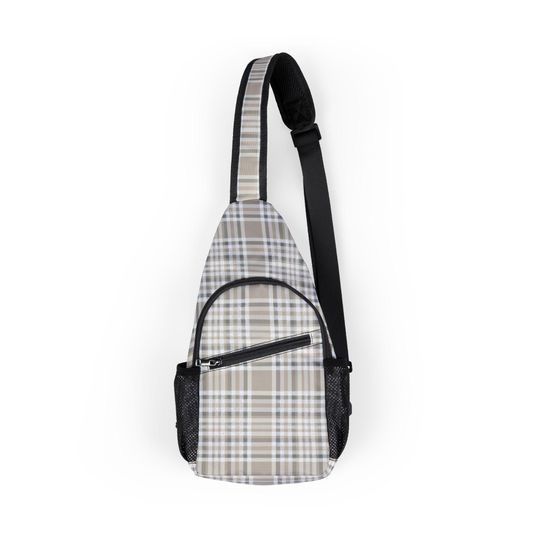 Discover Tan Plaid Chest Bag For Him | Sling Pouch | Gear Organizer | Christmas Gift For Him | Stocking Stuffer