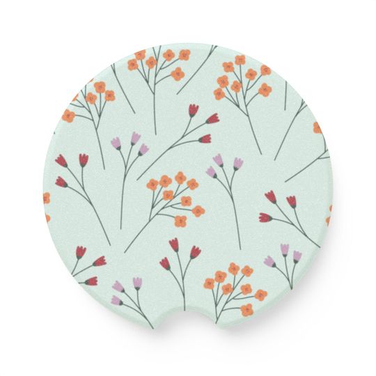 Discover Floral Soapstone Car Coaster - Eco-Friendly, Unique Gift, Vehicle Accessory
