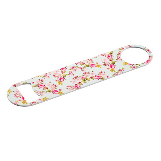 Discover Vintage Flower Pattern Pink Rose Paddle Bottle Opener, Powder Coated