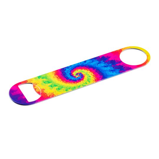 Discover Rainbow Tie Dye Swirl Bottle Opener, Powder Coated, Stainless Steel, Professional Bartender Opener, Full Color Design, Decorated in USA