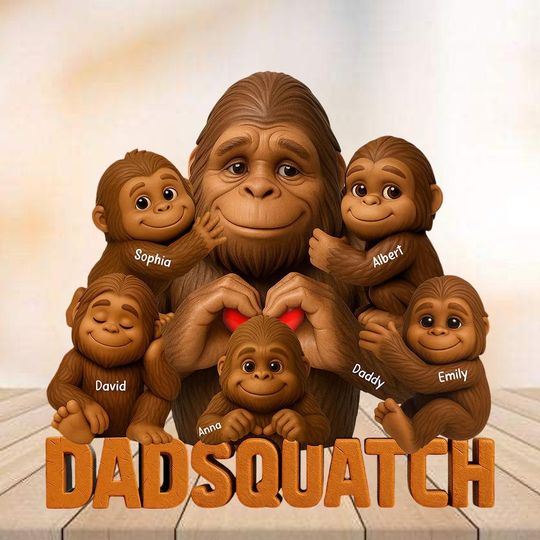 Discover Custom Dadsquatch Acrylic Plaque, Gifts For Father's Day, Monkey Family Acrylic Plaque